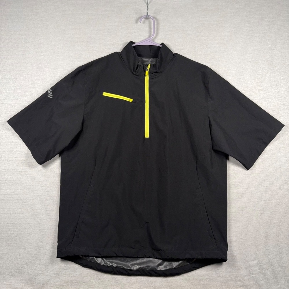 Callaway Weather Series 1/4 Zip Windshirt Mens L Black Poly Wind Water Resistant